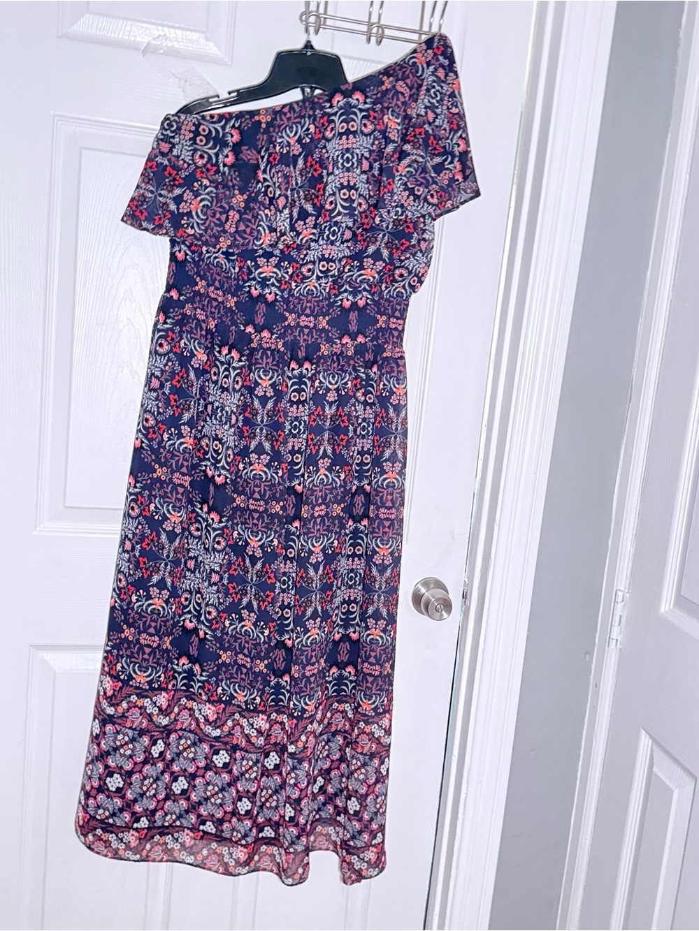 Vince Camuto Navy One-Shoulder Floral Maxi Dress